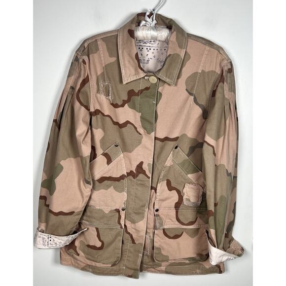 Anthropologie Lida Utility Pink Distressed Camo Canvas Jacket Size Small - Picture 4 of 13